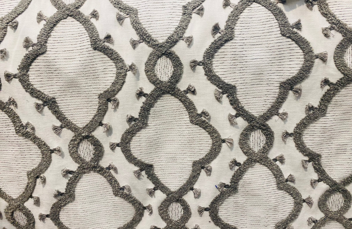New Prince Peterson Designer Linen Inspired Decorating Drapery Fabric - Cream and Grey - Fancy Styles Fabric Pierre Frey Lee Jofa Brunschwig & Fils