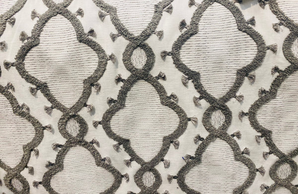 New Prince Peterson Designer Linen Inspired Decorating Drapery Fabric - Cream and Grey - Fancy Styles Fabric Pierre Frey Lee Jofa Brunschwig & Fils