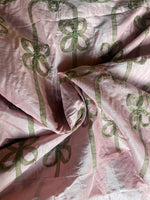 NEW Duchess Batilda Bow Tie Ribbon Trimmed “Faux Silk” Fabric Pink & Green
