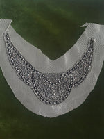 NEW THE QUEEN Silver Beaded Appliqué on White Mesh Lace