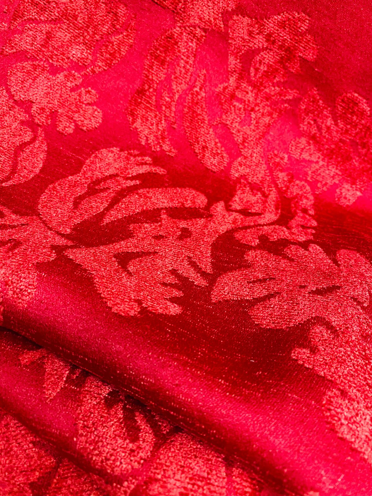 NEW! Lady Janet Designer Medallion Burnout Chenille Velvet Fabric RAILROADED - Red - Fancy Styles Fabric Pierre Frey Lee Jofa Brunschwig & Fils