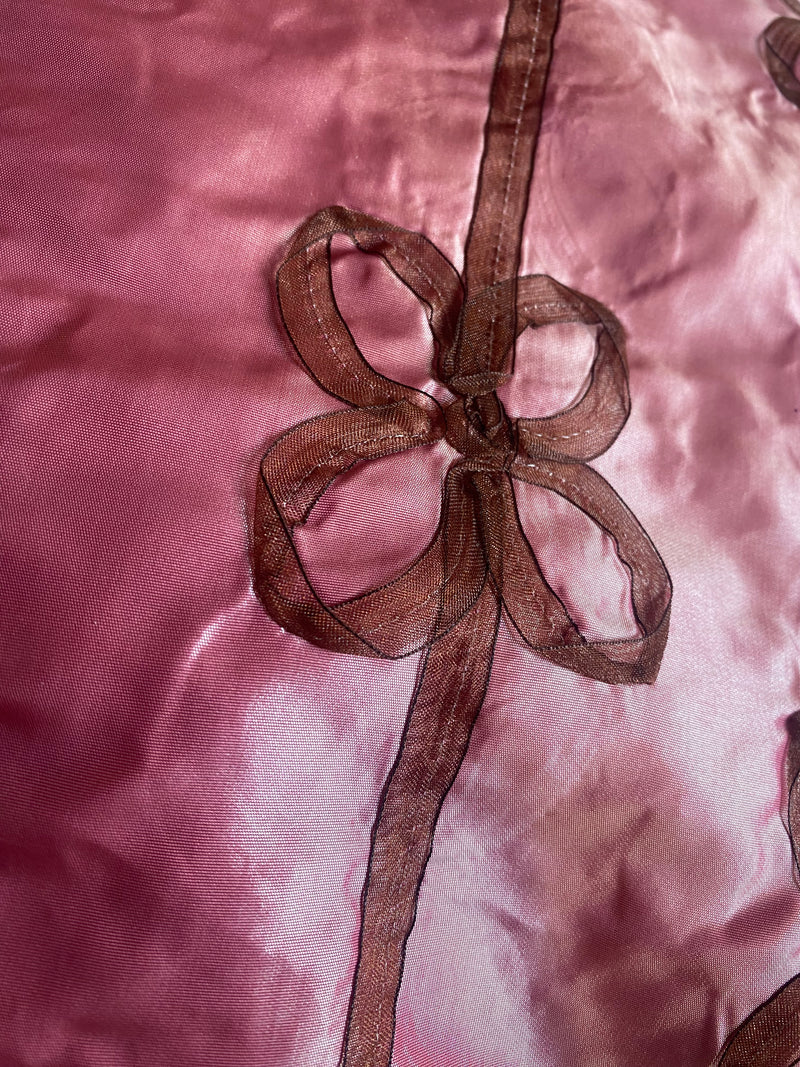 NEW Duchess Batilda Bow Tie Ribbon Trimmed “Faux Silk” Fabric Pink & Chocolate