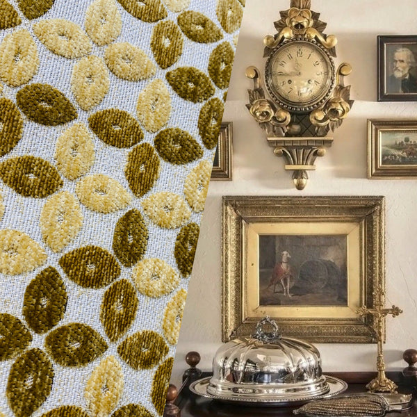 NEW King Tim Double Sided Burnout Chenille Velvet Fabric- Mustard Yellow- Upholstery - Fancy Styles Fabric Pierre Frey Lee Jofa Brunschwig & Fils