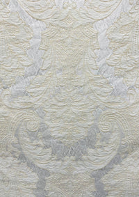 NEW Lady Daniella Designer Medallion Burnout Chenille Velvet Fabric - Brocade- White Cream Gold - Fancy Styles Fabric Pierre Frey Lee Jofa Brunschwig & Fils