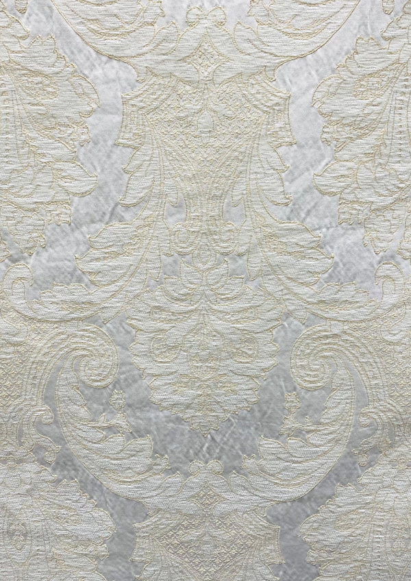 NEW Lady Daniella Designer Medallion Burnout Chenille Velvet Fabric - Brocade- White Cream Gold - Fancy Styles Fabric Pierre Frey Lee Jofa Brunschwig & Fils