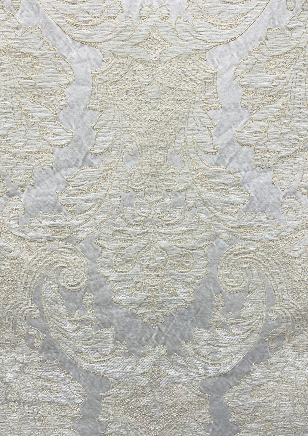 NEW Lady Daniella Designer Medallion Burnout Chenille Velvet Fabric - Brocade- White Cream Gold