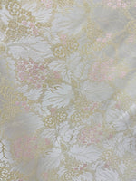 APP Deal! SUPER DEAL! Queen Marionette Novelty Ritz Neoclassical Brocade Medallion Floral Satin Fabric - Ivory and Pink