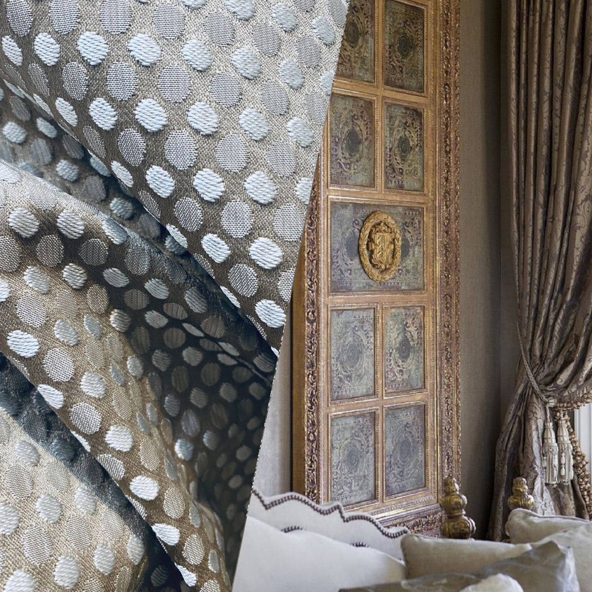 NEW Princess Gemma Gold Satin Damask Fabric - Fancy Styles Fabric Pierre Frey Lee Jofa Brunschwig & Fils