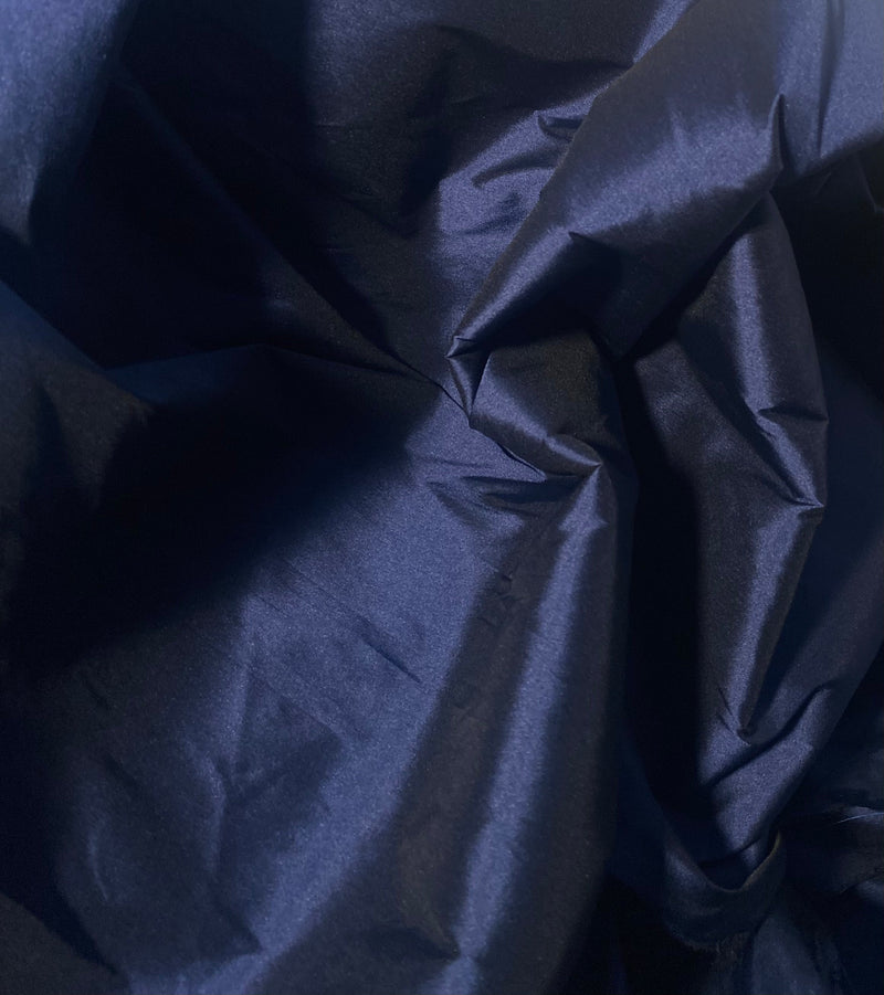 NEW: Lady Frank Light Designer “Faux Silk” Taffeta Fabric Made in Italy - Navy Blue with Black Iridescence