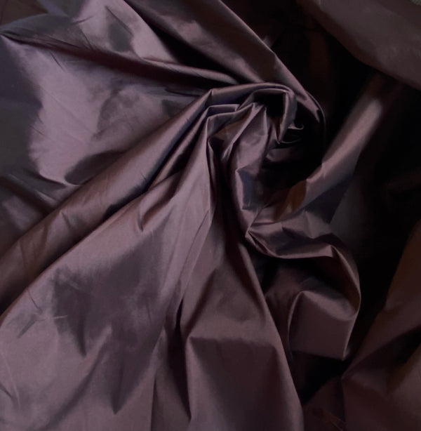 NEW Lady Frank Light Designer “Faux Silk” Taffeta Fabric Made in Italy Chocolate Brown with Black Iridescence - Fancy Styles Fabric Pierre Frey Lee Jofa Brunschwig & Fils