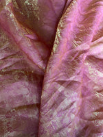 App Deal: 2 Yard Remnant of Pink and Gold Jacquard Floral Fabric