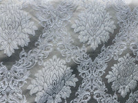 NEW Princess Gemma Designer Brocade Satin Fabric- Gray On Gray- Upholstery Medallion - Fancy Styles Fabric Pierre Frey Lee Jofa Brunschwig & Fils