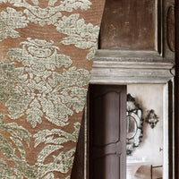NEW! Lady Janet Designer Medallion Burnout Chenille Velvet Fabric - Platinum and Chocolate - Fancy Styles Fabric Pierre Frey Lee Jofa Brunschwig & Fils