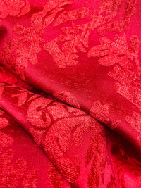 NEW! Lady Janet Designer Medallion Burnout Chenille Velvet Fabric RAILROADED - Red - Fancy Styles Fabric Pierre Frey Lee Jofa Brunschwig & Fils