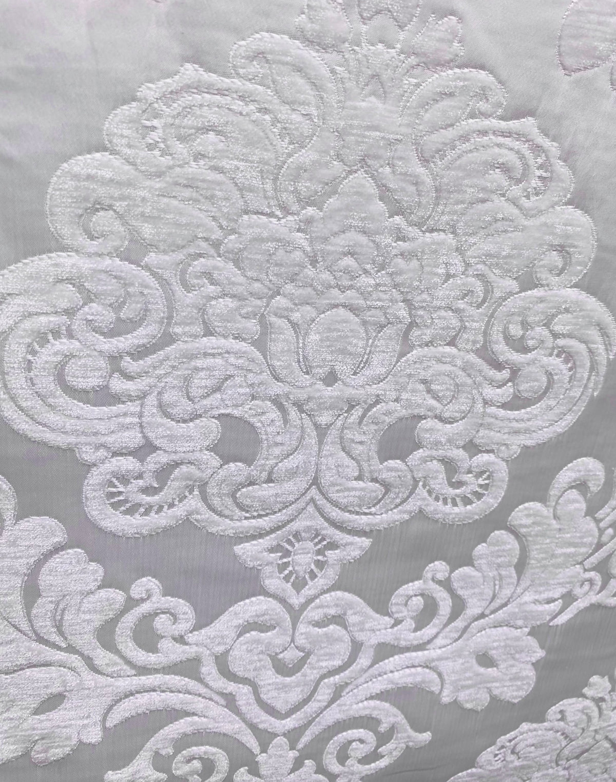 NEW King Julius Designer Brocade Satin Burnout Chenille Velvet Fabric - White - Fancy Styles Fabric Pierre Frey Lee Jofa Brunschwig & Fils