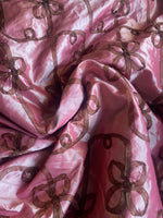 NEW Duchess Batilda Bow Tie Ribbon Trimmed “Faux Silk” Fabric Pink & Chocolate