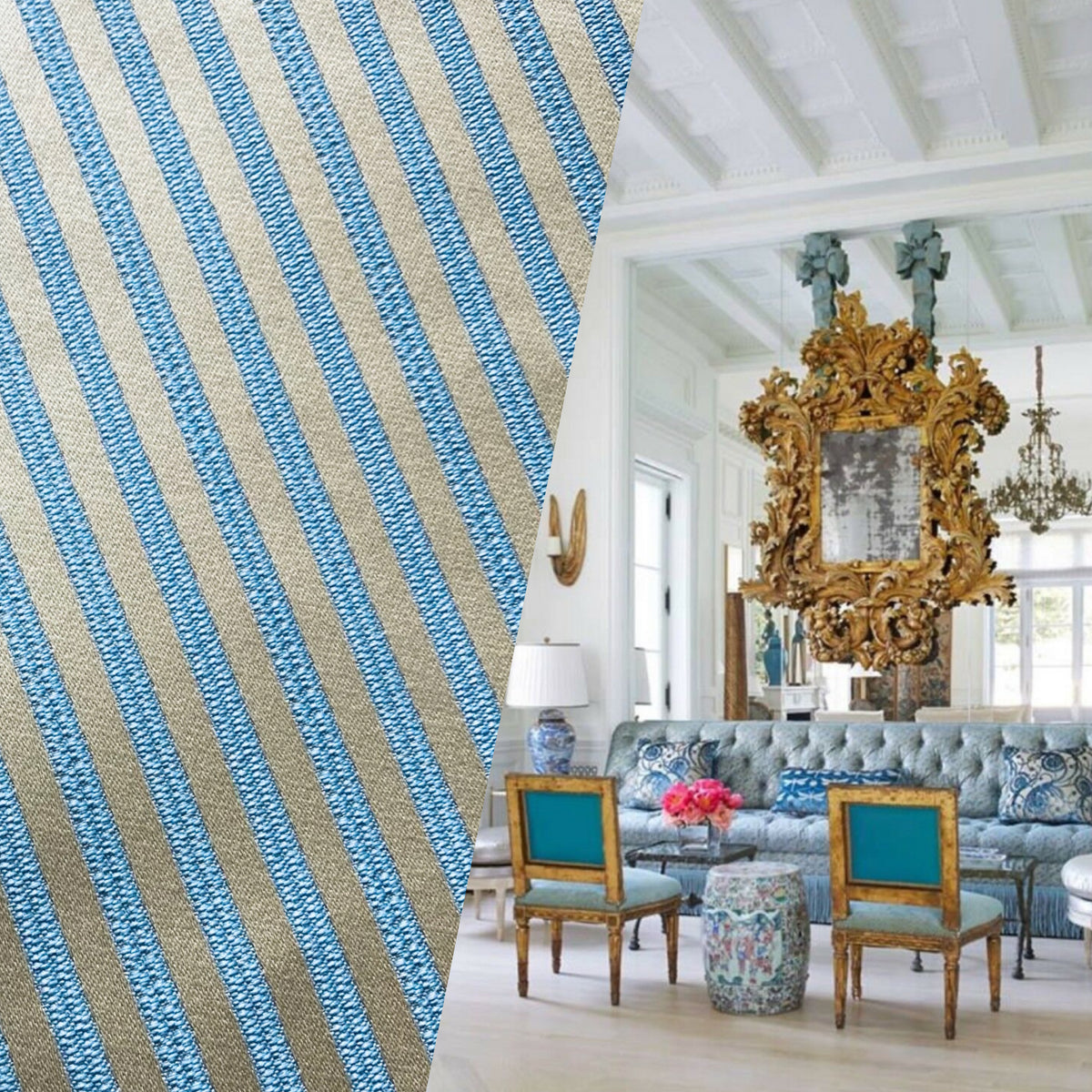 NEW! Back in stock! Princess Gemma Designer Brocade Medallion Upholstery Decorating Fabric- Powder Blue - Fancy Styles Fabric Pierre Frey Lee Jofa Brunschwig & Fils