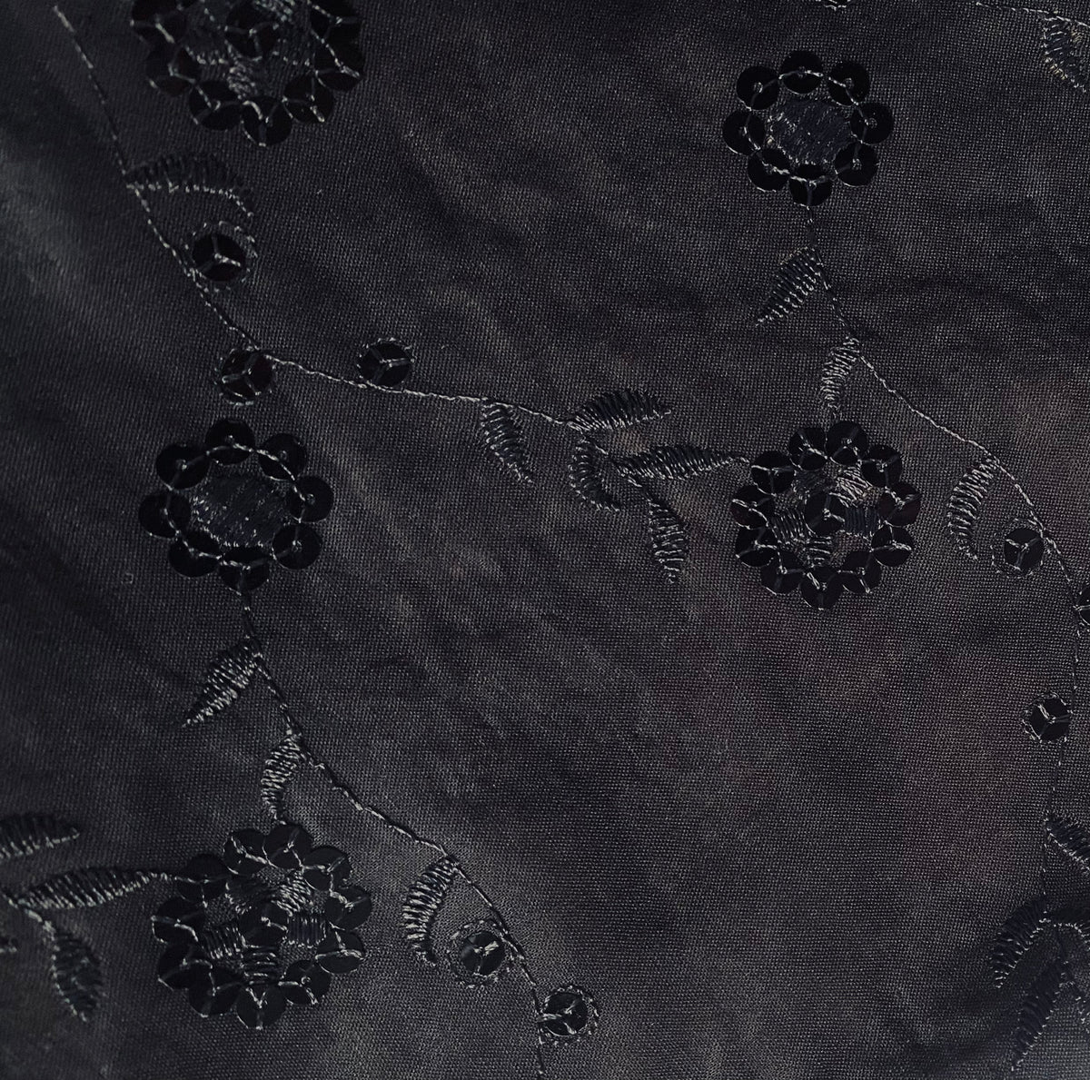 NEW Queen Carmine 100% Cotton Dress Weight Fabric with Embroidery and Sequins - Black - Fancy Styles Fabric Pierre Frey Lee Jofa Brunschwig & Fils
