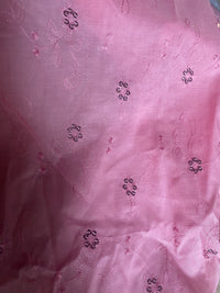 NEW Queen Carmine 100% Cotton Dress Weight Fabric with Embroidery and Sequins - Pink - Fancy Styles Fabric Pierre Frey Lee Jofa Brunschwig & Fils