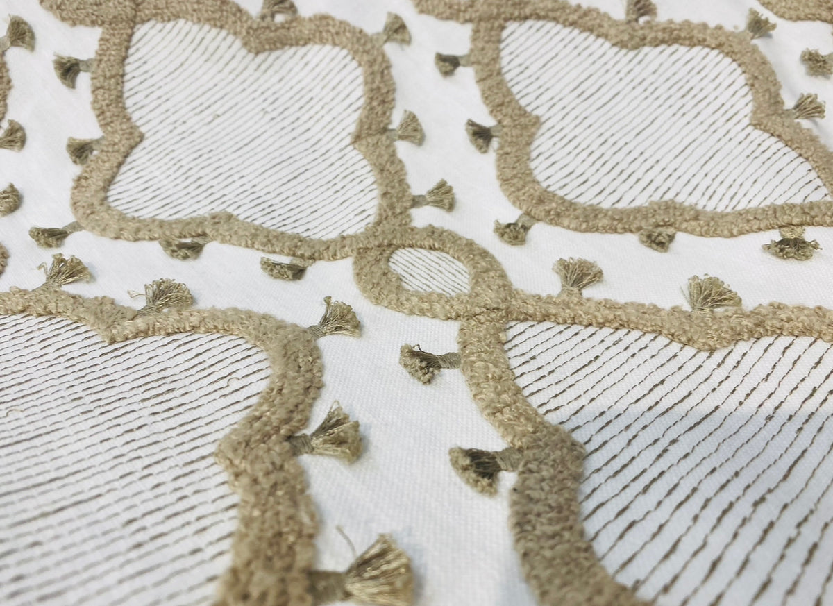 New Prince Peterson Designer Linen Inspired Decorating Drapery Fabric - Cream and Camel - Fancy Styles Fabric Pierre Frey Lee Jofa Brunschwig & Fils