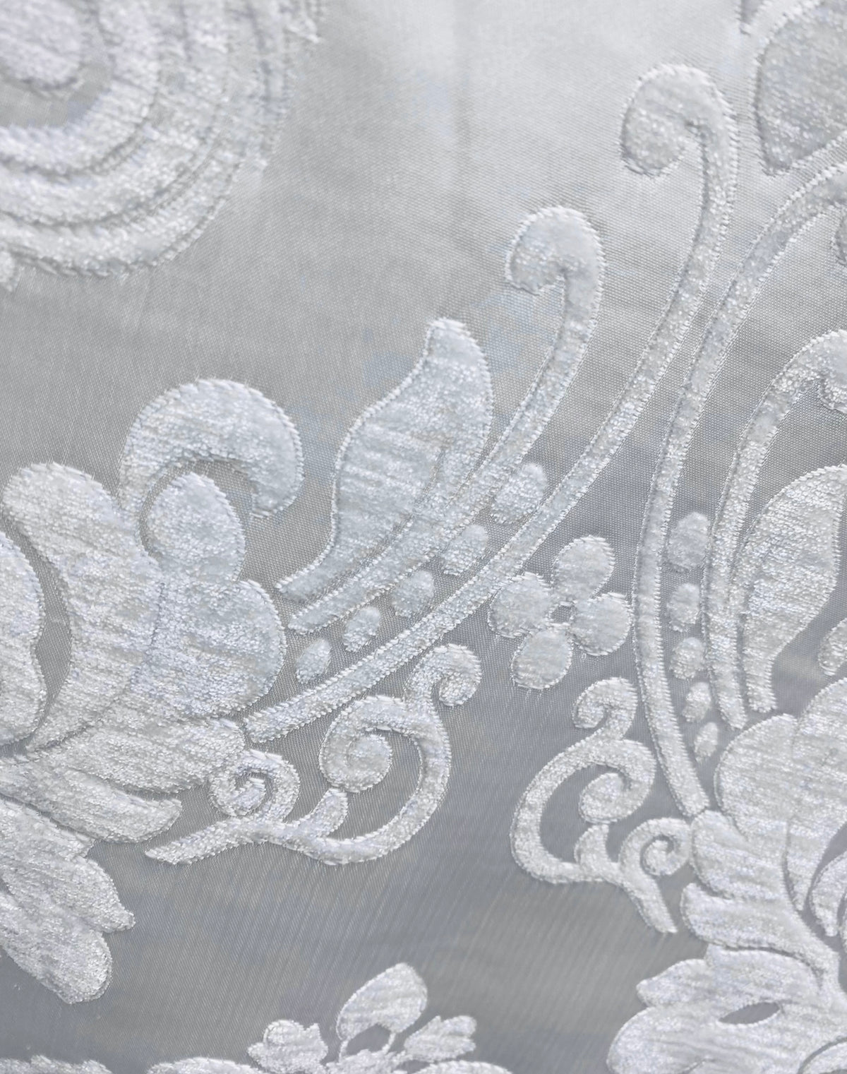 NEW King Julius Designer Brocade Satin Burnout Chenille Velvet Fabric - White - Fancy Styles Fabric Pierre Frey Lee Jofa Brunschwig & Fils