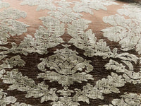 NEW! Lady Janet Designer Medallion Burnout Chenille Velvet Fabric - Platinum and Chocolate - Fancy Styles Fabric Pierre Frey Lee Jofa Brunschwig & Fils