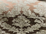 NEW! Lady Janet Designer Medallion Burnout Chenille Velvet Fabric - Platinum and Chocolate