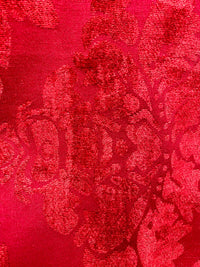 NEW! Lady Janet Designer Medallion Burnout Chenille Velvet Fabric RAILROADED - Red - Fancy Styles Fabric Pierre Frey Lee Jofa Brunschwig & Fils