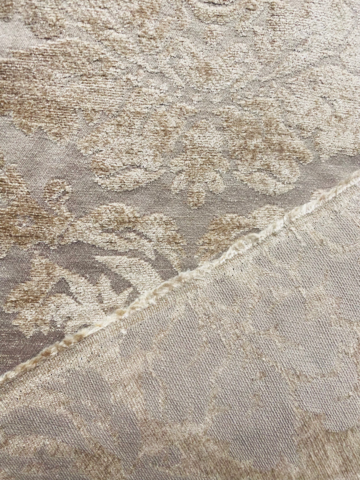 NEW! Lady Janet Designer Medallion Burnout Chenille Velvet Fabric - Taupe - Fancy Styles Fabric Pierre Frey Lee Jofa Brunschwig & Fils
