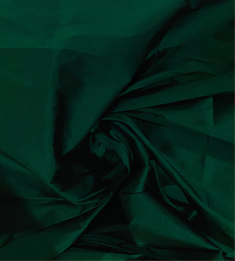 Holiday Sale: Lady Frank Light Designer “Faux Silk” Taffeta Fabric Made in Italy Emerald Green with Black Iridescence