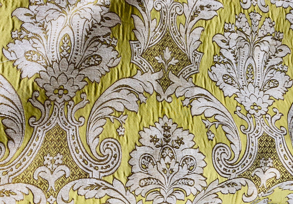 NEW King Donald Designer Brocade Satin Burnout Chenille Upholstery Velvet Fabric - Yellow - Fancy Styles Fabric Pierre Frey Lee Jofa Brunschwig & Fils