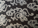 NEW Queen Katrina Embroidered Floral Tulle Lace Mesh- Black and White