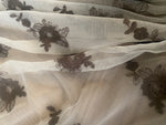 NEW Queen Tiffany Scalloped Edges Tulle Lace Mesh with Embroidery Fabric- White and Grey