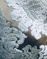 NEW! Emperor Walter Designer Italian Burnout Damask Chenille Silver-Blue Bronze Fabric Upholstery - Fancy Styles Fabric Pierre Frey Lee Jofa Brunschwig & Fils