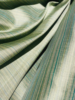 App Sale: Lady Bridgette 100% Silk Dupioni Teal & Green Pinstripe Stripe Fabric SB_1_35