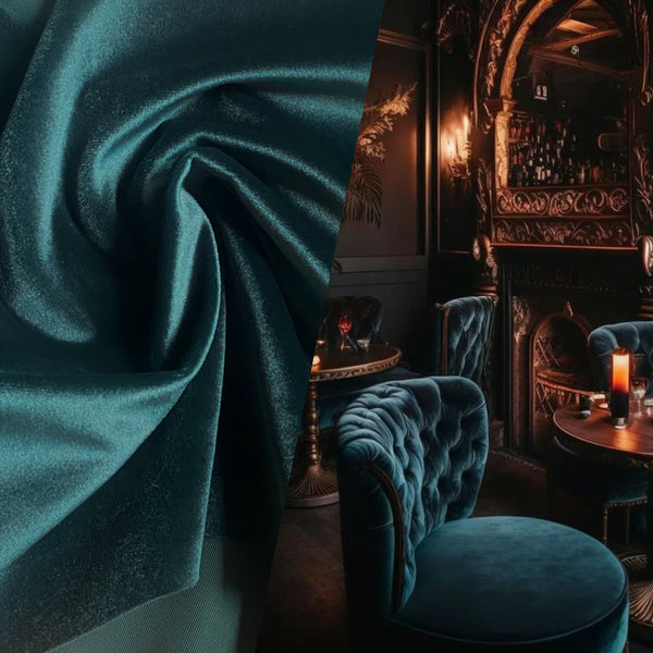 NEW Prince Kaspen Italian Soft Upholstery Velvet Fabric- Peacock Teal - Fancy Styles Fabric Pierre Frey Lee Jofa Brunschwig & Fils
