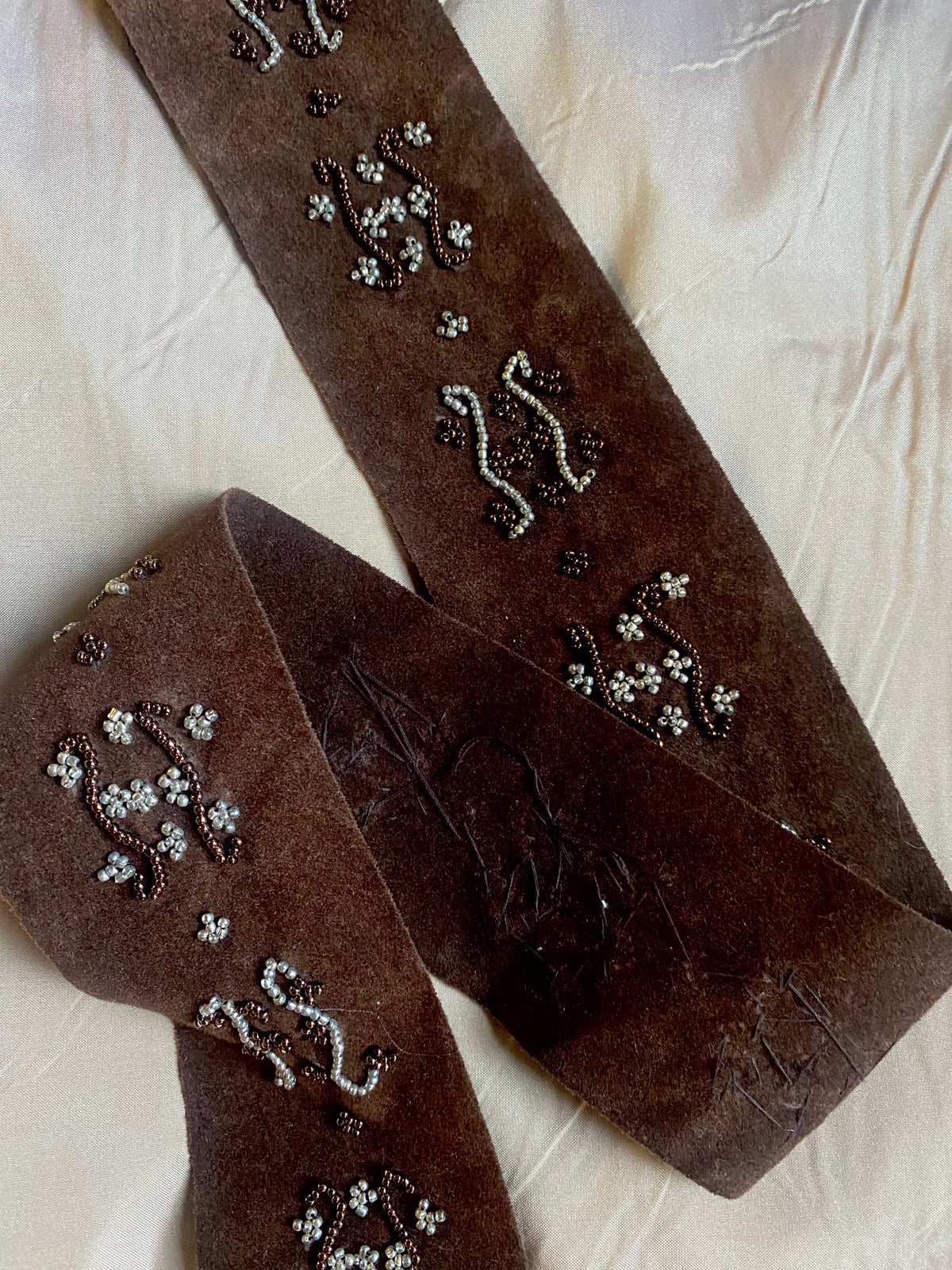 NEW! KING GORDON Faux Suede Beaded Trim- Brown - Fancy Styles Fabric Pierre Frey Lee Jofa Brunschwig & Fils