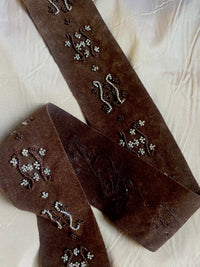 NEW! KING GORDON Faux Suede Beaded Trim- Brown - Fancy Styles Fabric Pierre Frey Lee Jofa Brunschwig & Fils