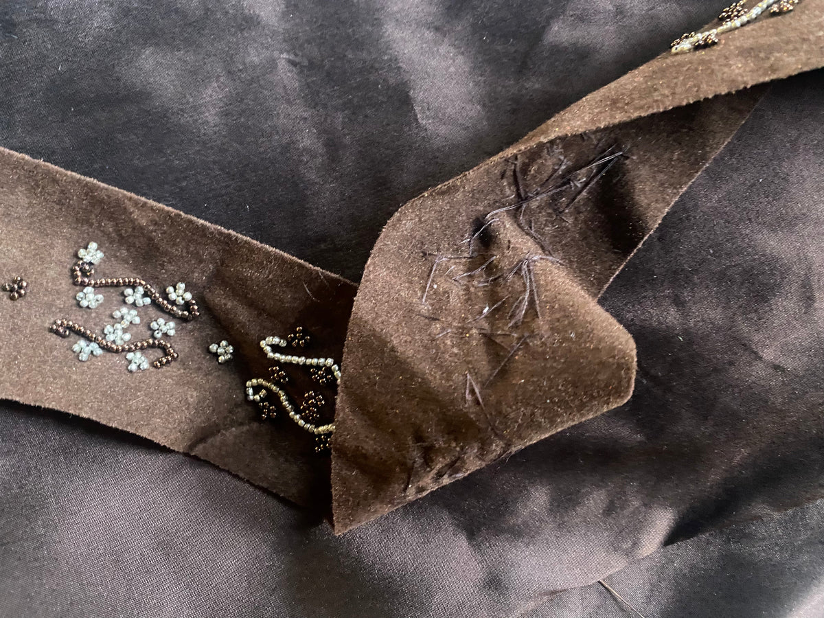 NEW! KING GORDON Faux Suede Beaded Trim- Brown - Fancy Styles Fabric Pierre Frey Lee Jofa Brunschwig & Fils