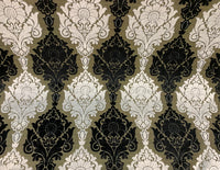 NEW! Prince John Designer Made In Italy Medallion Chenille Velvet Fabric Upholstery-Black Gold White - Fancy Styles Fabric Pierre Frey Lee Jofa Brunschwig & Fils