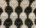 NEW! By The Roll (Wholesale): Prince John Designer Made In Italy Medallion Chenille Velvet Fabric Upholstery-Black Gold White
