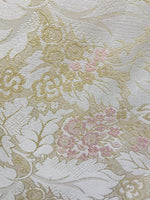 APP Deal! SUPER DEAL! Queen Marionette Novelty Ritz Neoclassical Brocade Medallion Floral Satin Fabric - Ivory and Pink