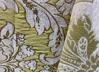NEW King Donald Designer Brocade Satin Burnout Chenille Upholstery Velvet Fabric - Yellow - Fancy Styles Fabric Pierre Frey Lee Jofa Brunschwig & Fils