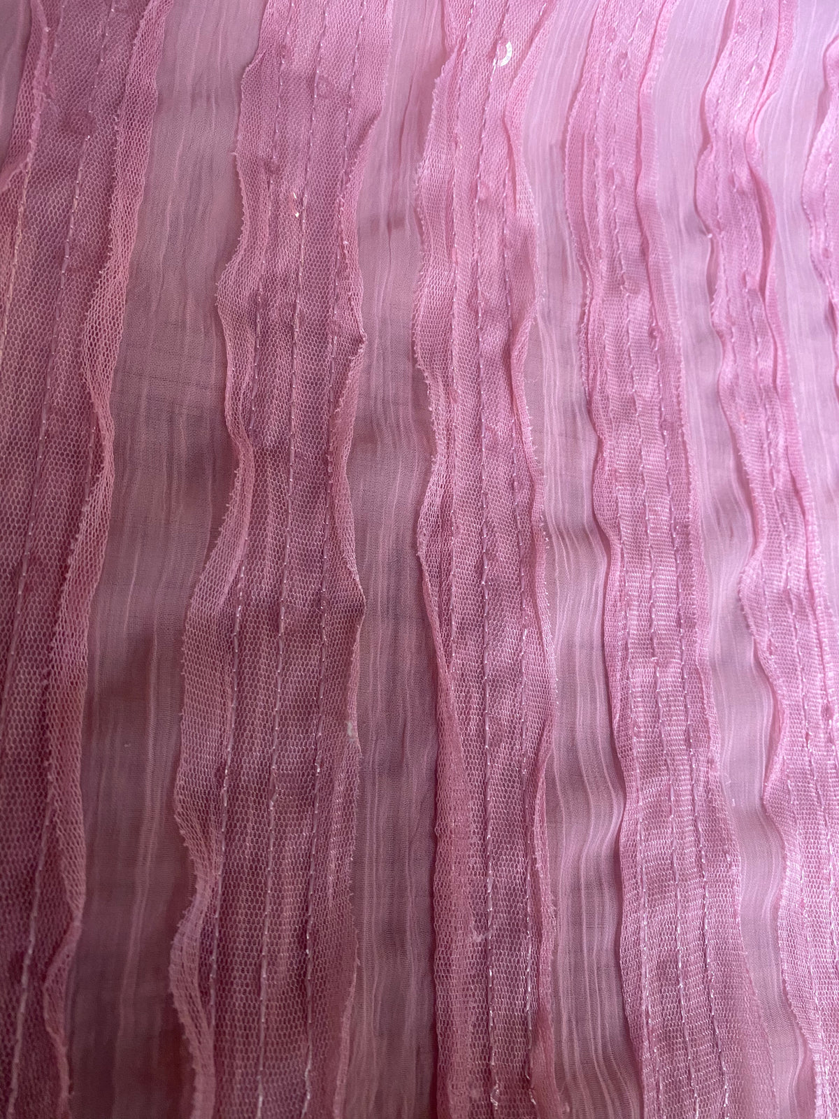 NEW Lady Lannister Layered Mesh Lace on Chiffon with Sequins- Pink - Fancy Styles Fabric Pierre Frey Lee Jofa Brunschwig & Fils