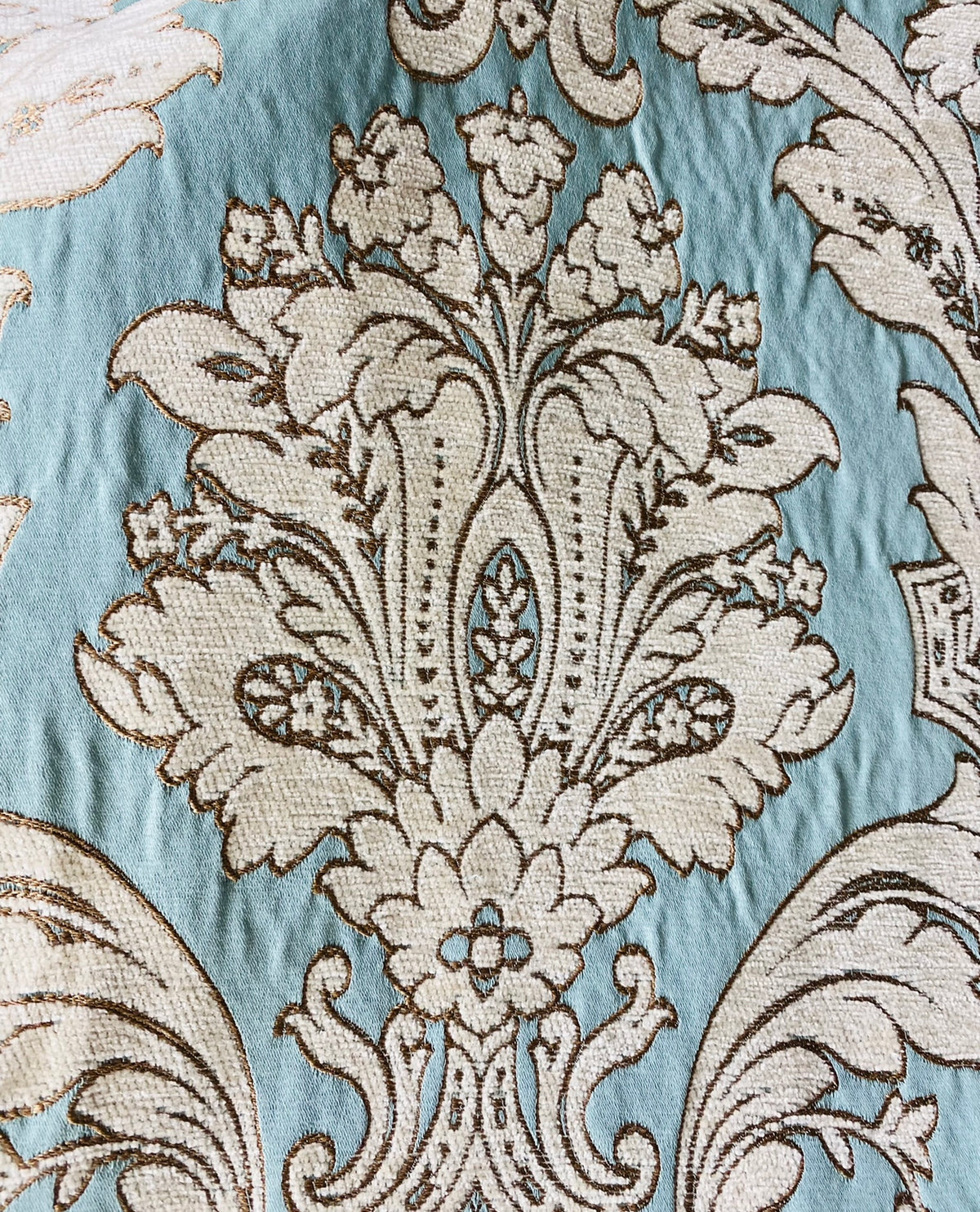 NEW King Donald Designer Brocade Satin Burnout Chenille Upholstery Velvet Fabric - Turquoise - Fancy Styles Fabric Pierre Frey Lee Jofa Brunschwig & Fils
