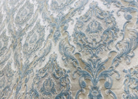 NEW Queen Marianna Novelty Ritz Neoclassical Brocade Satin Fabric - Eggshell Blue - Fancy Styles Fabric Pierre Frey Lee Jofa Brunschwig & Fils