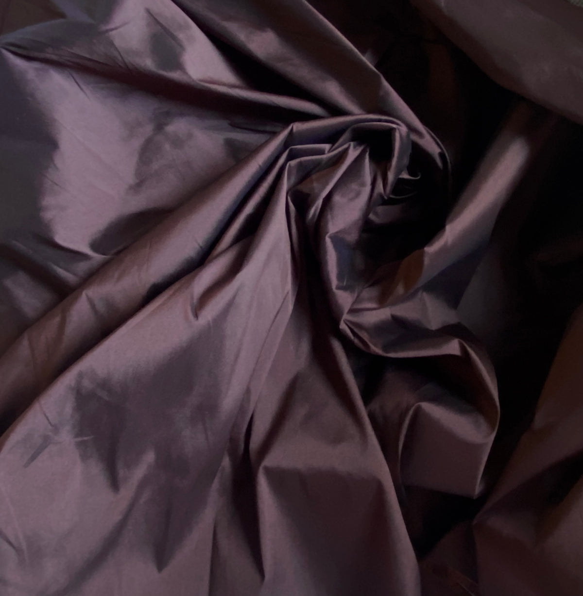 NEW Lady Frank Light Designer “Faux Silk” Taffeta Fabric Made in Italy Chocolate Brown with Black Iridescence - Fancy Styles Fabric Pierre Frey Lee Jofa Brunschwig & Fils