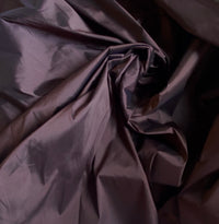 NEW Lady Frank Light Designer “Faux Silk” Taffeta Fabric Made in Italy Chocolate Brown with Black Iridescence - Fancy Styles Fabric Pierre Frey Lee Jofa Brunschwig & Fils
