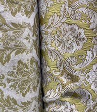 NEW King Donald Designer Brocade Satin Burnout Chenille Upholstery Velvet Fabric - Yellow - Fancy Styles Fabric Pierre Frey Lee Jofa Brunschwig & Fils