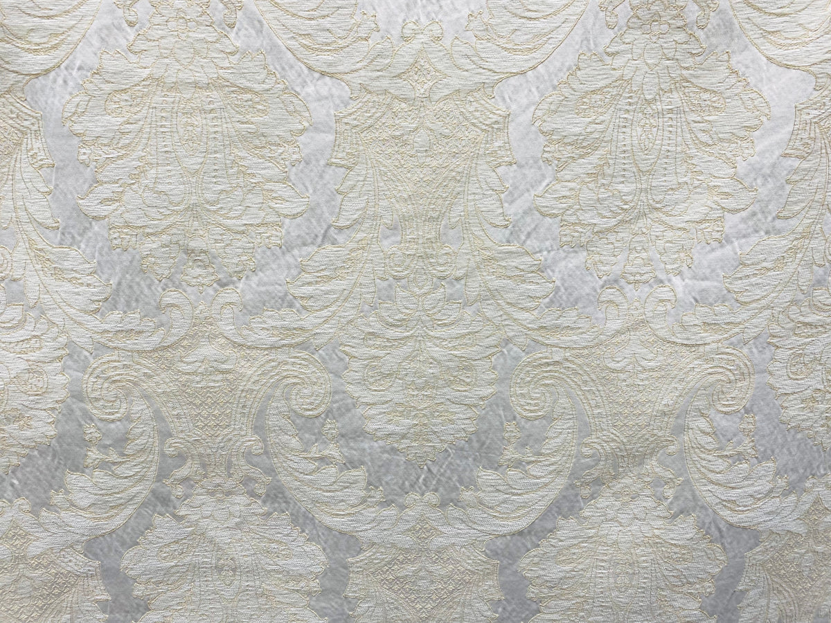 NEW Lady Daniella Designer Medallion Burnout Chenille Velvet Fabric - Brocade- White Cream Gold - Fancy Styles Fabric Pierre Frey Lee Jofa Brunschwig & Fils